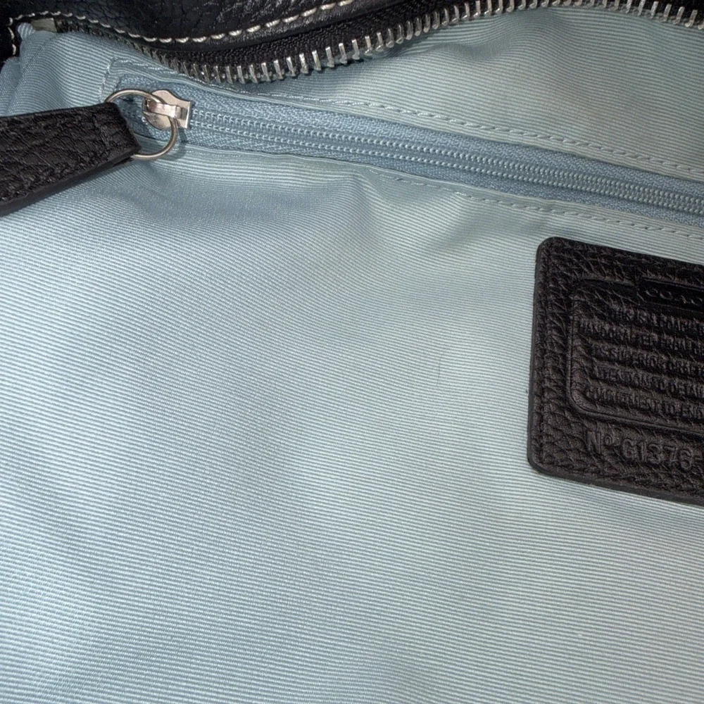 COACH Black Pebble Leather Duffle Crossbody Shoulder Purse Bag F15064 Medium-Lrg - Picture 15 of 16